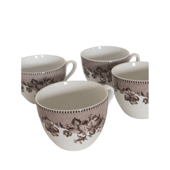 Spode Westbourne Williams-Sonoma Exclusive Tea Cups Set Of 4 Brown Leaf Design - Picture 2 of 10